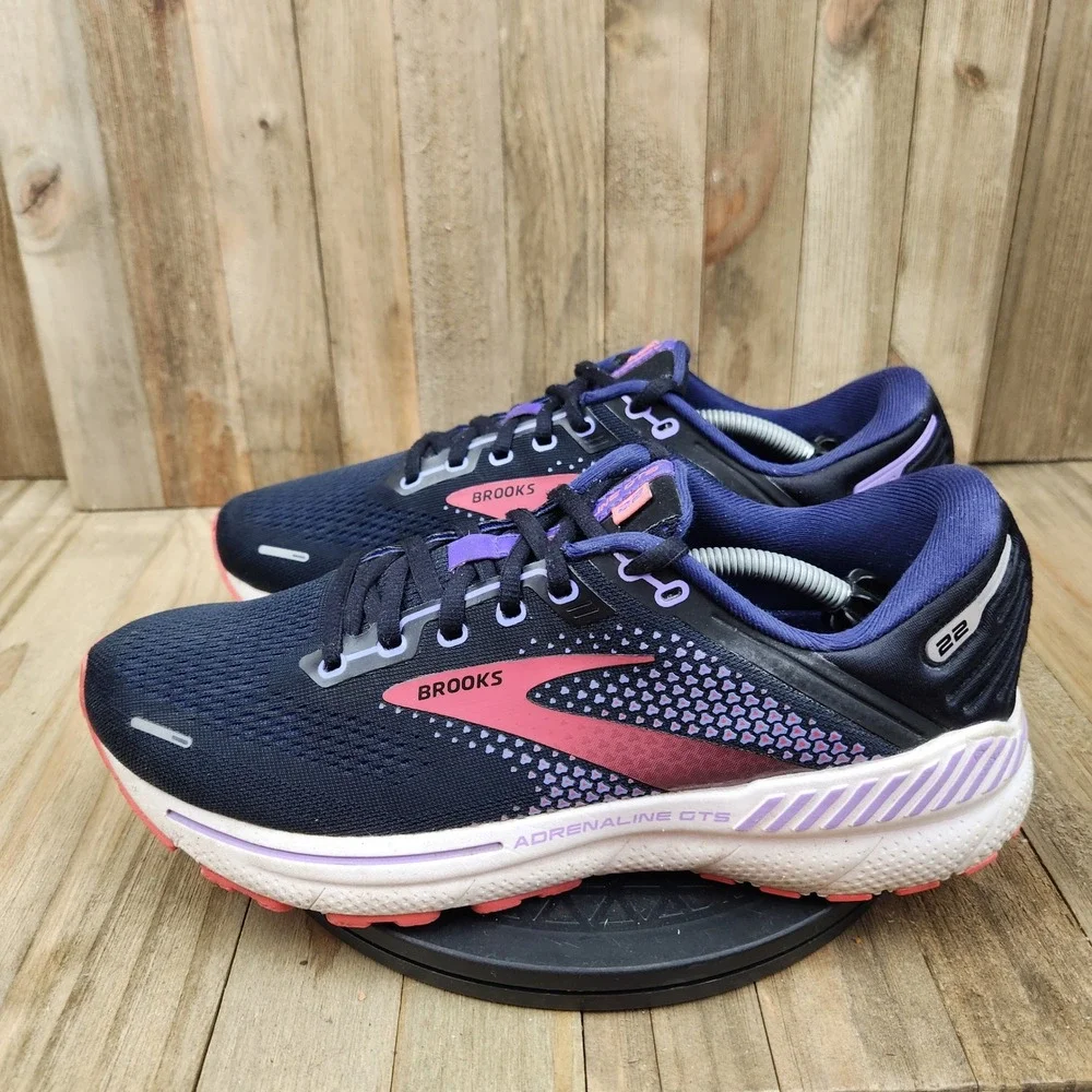 Brooks Adrenaline GTS 22 Running Shoes Womens size 10 Navy Purple Pink